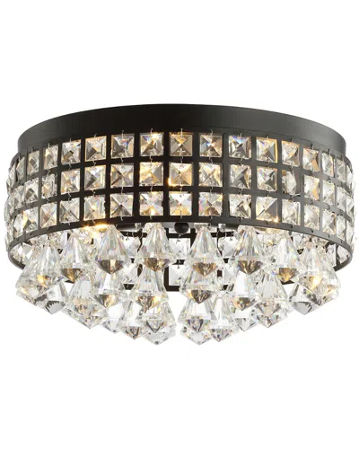 Jonathan Y Meredith 14.5in 3-light Crystal Drops Metal Led Flush Mount In Multi