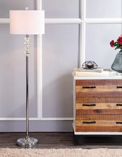 Jonathan Y Mia 60.5" Crystal/metal Led Floor Lamp In Gray