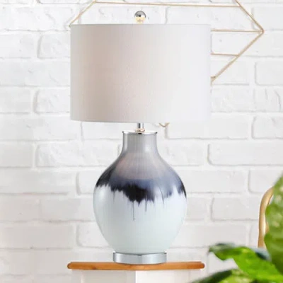 Jonathan Y Mia Glass/metal Led Table Lamp In Blue/white