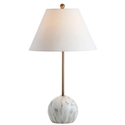 Jonathan Y Miami 29" Minimalist Resin/metal Led Table Lamp In Gold/white