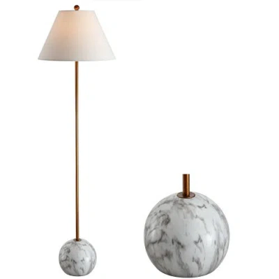 Jonathan Y Miami 63.5" Minimalist Resin/metal Led Floor Lamp In Gold/white