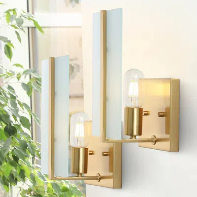 Jonathan Y Mila 5.5" 1-light Modern Coastal Iron/glass Led Sconce In Gold