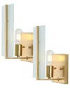 Jonathan Y Mila 5in Set Of 2 1-light Modern Coastal Iron/glass Led Sconce In Gold
