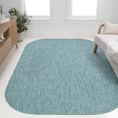 Jonathan Y Miles Modern Minimalist Radius Corner Solid Indoor/outdoor Shaped Area Rug In Green