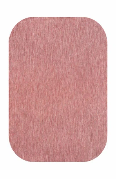Jonathan Y Miles Modern Minimalist Radius Corner Solid Indoor/outdoor Shaped Area Rug In Pink