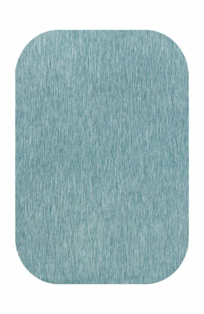 Jonathan Y Miles Modern Minimalist Radius Corner Solid Indoor/outdoor Shaped Area Rug In Blue