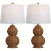 Jonathan Y Millie 23" Modern Coastal Woven Rattan Gourd Led Table Lamp In Brown