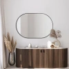 Jonathan Y Milly Medium Oval Metal Framed Wall Mirror In Black
