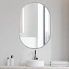 Jonathan Y Milly Medium Oval Metal Framed Wall Mirror In Gray