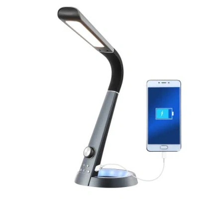 Jonathan Y Milton Contemporary Adjustable Dimmable Usb Charging Led Desk Lamp In Black