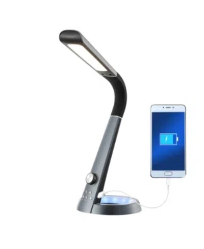 Jonathan Y Milton Aluminum Contemporary Minimalist Adjustable Head Dimmable Usb Charging Led Task Lamp In Black