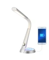 Jonathan Y Milton Aluminum Contemporary Minimalist Adjustable Head Dimmable Usb Charging Led Task Lamp In Silver-tone