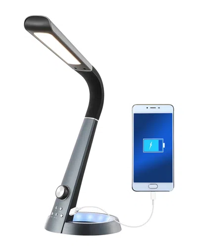 Jonathan Y Milton Contemporary Adjustable Dimmable Usb Charging Led Desk Lamp In Silver