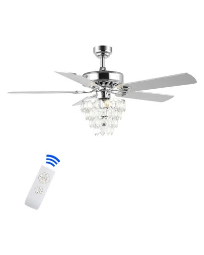 Jonathan Y Mindy 52in 3-light Glam Crystal Shade Led Ceiling Fan With Remote In Silver