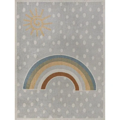Jonathan Y Minha Rainbow Dot Modern Machine-washable Area Rug In Gray/ivory/yellow