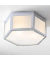 Jonathan Y Minimo 13" Hexagon Metal/frosted Glass Led Flush Mount In Chrome