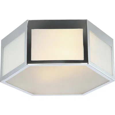 Jonathan Y Minimo Hexagon Metal/frosted Glass Led Flush Mount In Silver