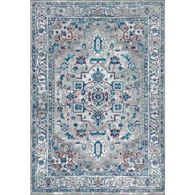 Jonathan Y Modern Persian Vintage Medallion Area Rug In Light Gray/blue