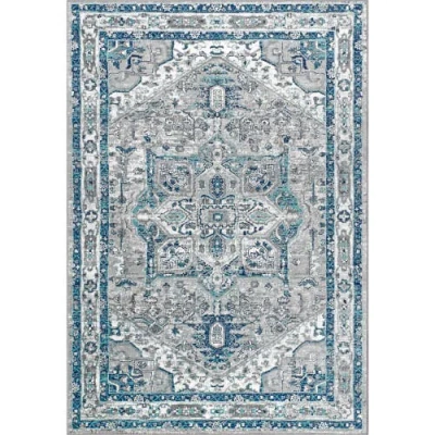 Jonathan Y Modern Persian Vintage Medallion Area Rug In Light Grey/blue