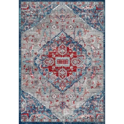 Jonathan Y Modern Persian Vintage Medallion Area Rug In Red/navy