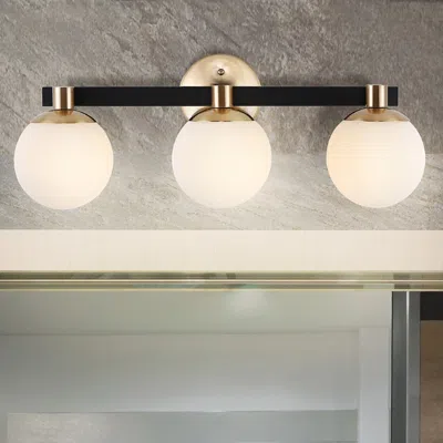 Jonathan Y Modernist Globe 24" 3-light Metal/frosted Glass Modern Contemporary Led Vanity In Black