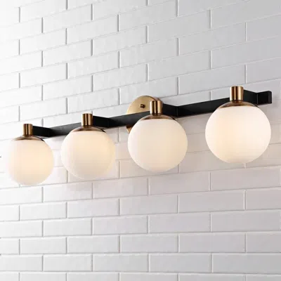 Jonathan Y Modernist Globe 34" 4-light Metal/frosted Glass Modern Contemporary Led Vanity In Metallic