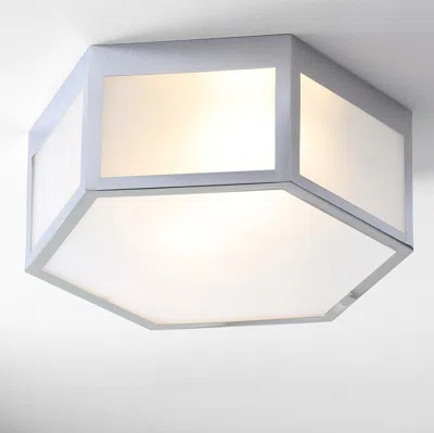 Jonathan Y Moderno 15.75" Hexagon Metal/frosted Glass Led Flush Mount In Gray