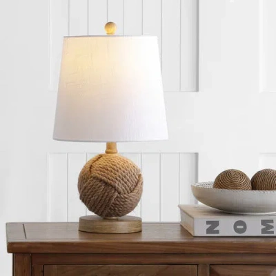 Jonathan Y Monkey Rope Ball Led Table Lamp In Natural