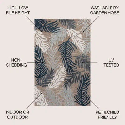 Jonathan Y Montego High-low Tropical Palm Indoor/outdoor Area Rug In Brown/navy/ivory
