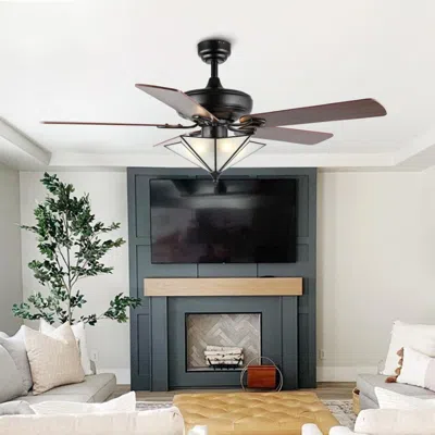 Jonathan Y Moravia 52" 5-light Farmhouse Rustic Iron Star Shade Led Ceiling Fan With Remote In Brown