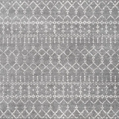 Jonathan Y Moroccan Hype Boho Vintage Diamond Area Rug In Gray/ivory