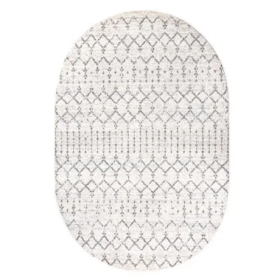 Jonathan Y Moroccan Hype Boho Vintage Diamond Oval Area Rug In Cream/gray