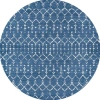 Jonathan Y Moroccan Hype Boho Vintage Diamond Round Area Rug In Blue/white