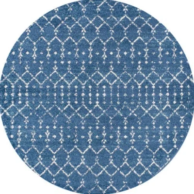 Jonathan Y Moroccan Hype Boho Vintage Diamond Round Area Rug In Blue/white