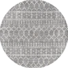 Jonathan Y Moroccan Hype Boho Vintage Diamond Round Area Rug In Gray/ivory