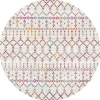 Jonathan Y Moroccan Hype Boho Vintage Diamond Round Area Rug In Ivory/multi