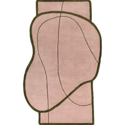 Jonathan Y Mosaic Coastal Geometric Border Handwoven Wool Area Rug In Pink/green