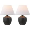 Jonathan Y Myron 18" Minimalist Scandinavian Concrete Effect Resin/iron Led Table Lamp In Black