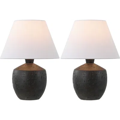 Jonathan Y Myron 18" Minimalist Scandinavian Concrete Effect Resin/iron Led Table Lamp In Black