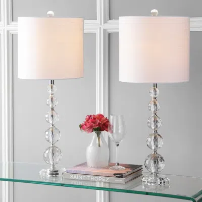 Jonathan Y Nala 28.5" Crystal Led Table Lamp (set Of 2) In Transparent