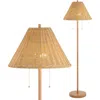 Jonathan Y Nando 61" 2-light Coastal Bohemian Iron, Rattan Led Floor Lamp With Pull-chain In Brown Wood Finish