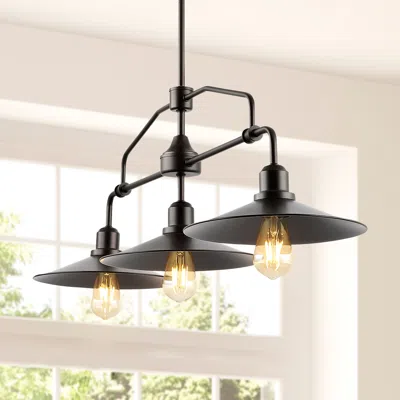Jonathan Y Nathan 38.5" 3-light Industrial Farmhouse Iron Linear Led Pendant In Black