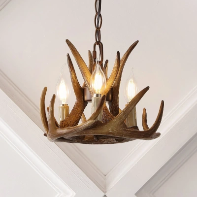 Jonathan Y Nelle 11.5" Adjustable Resin Antler 3-light Led Chandelier, Brown