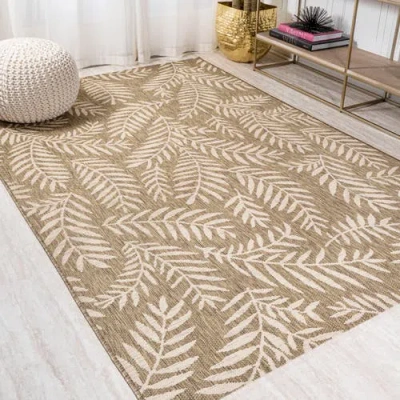 Jonathan Y Nevis Palm Frond Indoor/outdoor Area Rug In Brown/beige