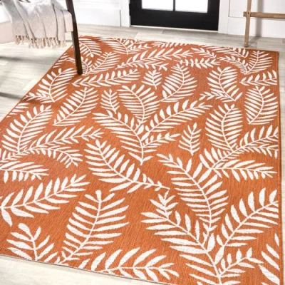 Jonathan Y Nevis Palm Frond Indoor/outdoor Area Rug In Orange/cream