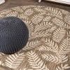 Jonathan Y Nevis Palm Frond Indoor/outdoor Round Area Rug In Brown/beige