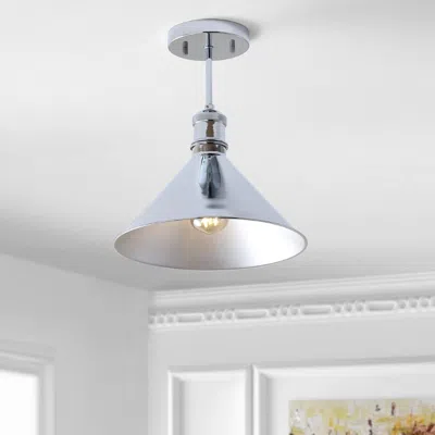 Jonathan Y Nick 11" Metal Led Semi-flush Mount In Blue