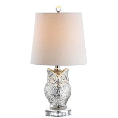 Jonathan Y Night Glass/crystal Led Table Lamp In Silver/ivory