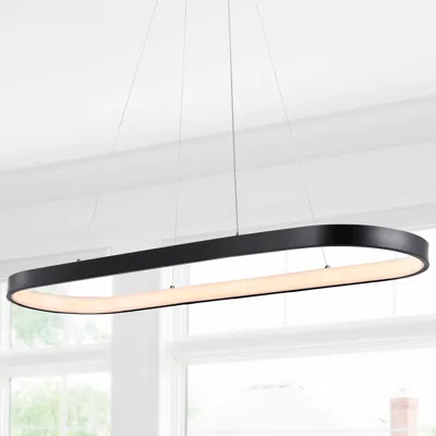 Jonathan Y Nolan 38.75" Modern Bohemian Iron Linear Integrated Led Pendant In Black