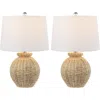 Jonathan Y Nora 22" Rustic Coastal Rattan Globe Led Table Lamps, Brown In Brown